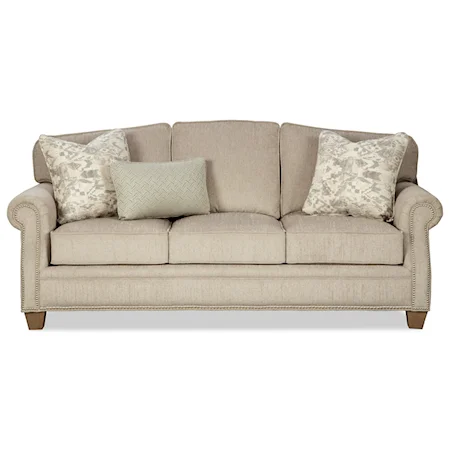 Transitional Sofa with Nailheads and Queen Sleeper